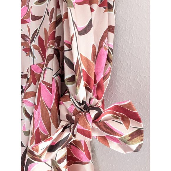 Acler Coleman Mini Dress Pink Wandering Floral Sz 6 Cowl Neck Long Sleeve Flared - Picture 7 of 11